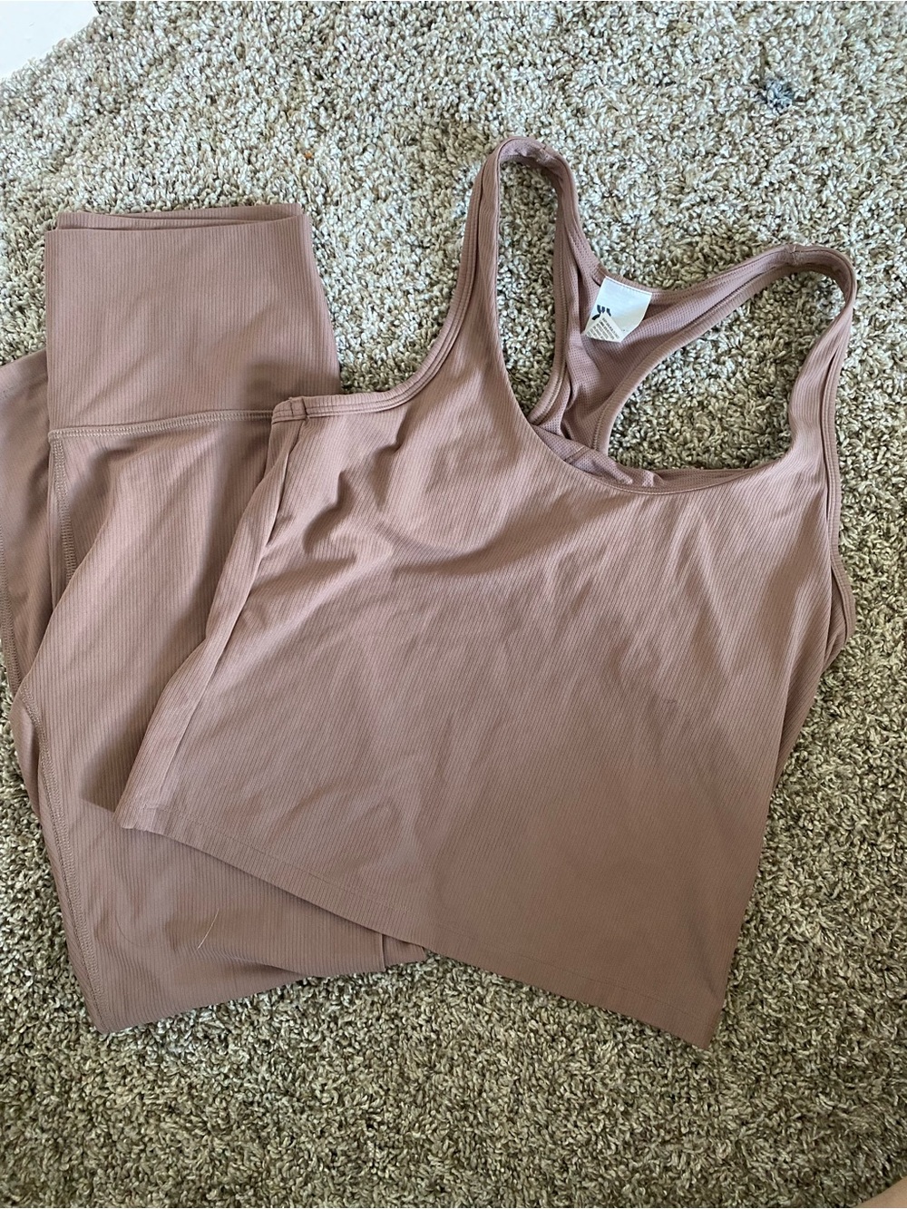 all in motion Ribbed Tank & Leggings Set - Mauve Taupe - Picture 1 of 9